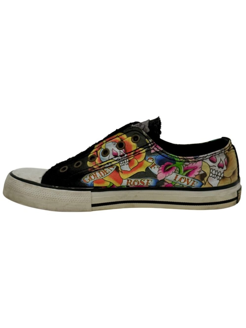 VTG Ed Hardy Black Tattoo Print Canvas Sneakers 8 | Y2K Skater Grunge Streetwear - Picture 6 of 16